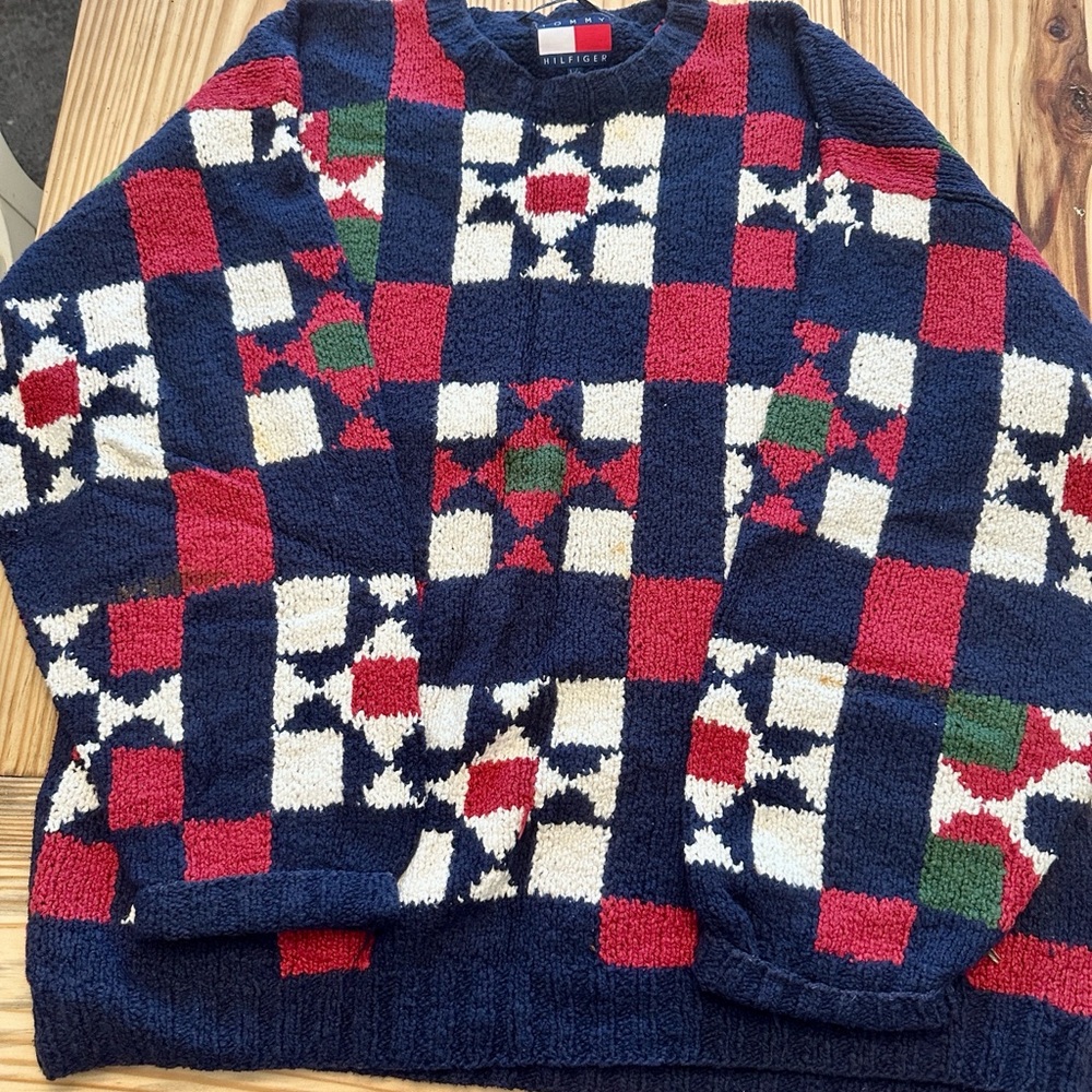Tommy Hilfiger Colorful Patchwork Crewneck Sweater